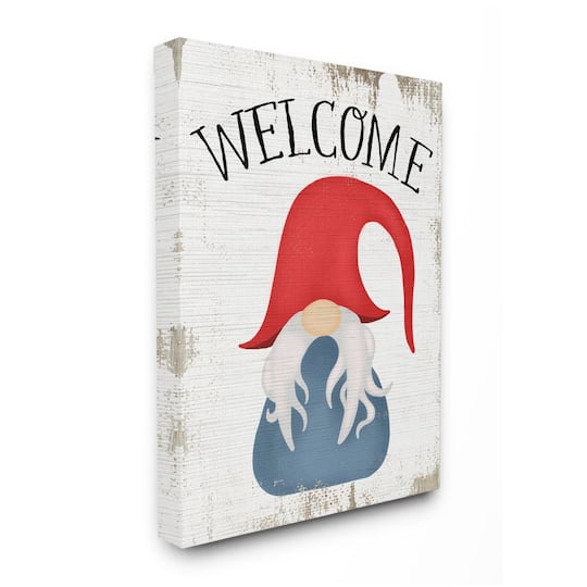 Stupell Industries Welcome Gnome Sign Mythical Garden Elf Pun Canvas Wall Art